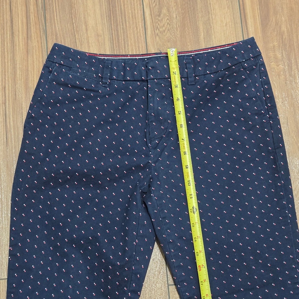 Tommy Hilfiger Hampton Stretch Slim Chino Navy Blue Dots Pants Mid Rise Size 8 - Picture 4 of 13
